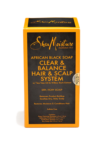SHEA MOISTURE AFRICAN BLACK SOAP CLEAR & BALANCE HAIR & SCALP SYSTEM - Hair Junki